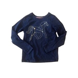 Hanna Andersson Navy Long Sleeve Shirt with Horse Design